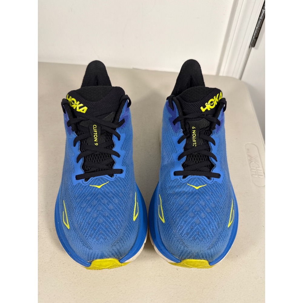 Hoka Clifton 9 Mens Running Shoes Blue Yellow Sneakers 1132210 Size 10D